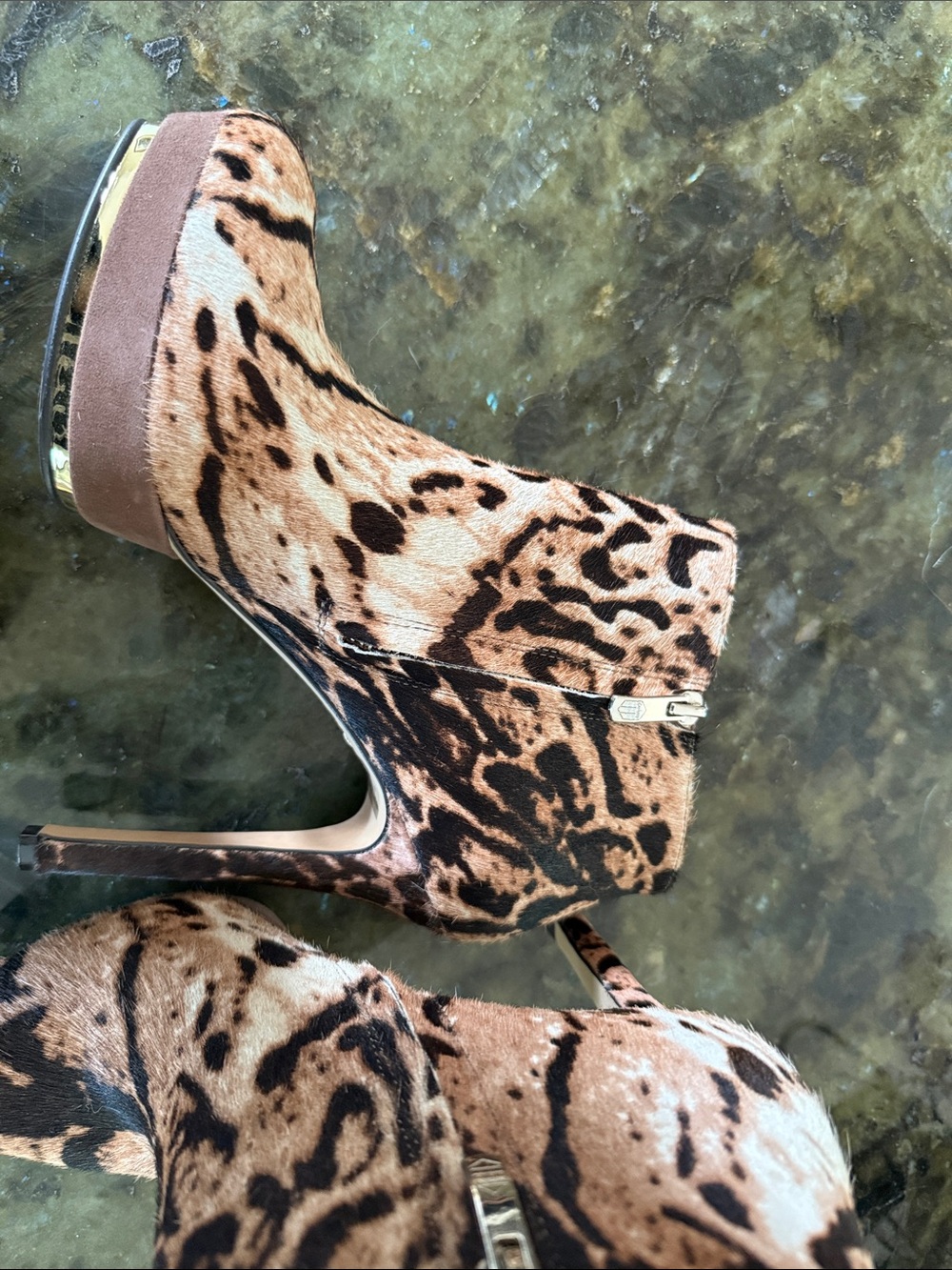 Vince Camuto Leopard-Print Ankle Booties in Tan and Black - Picture 4 of 5